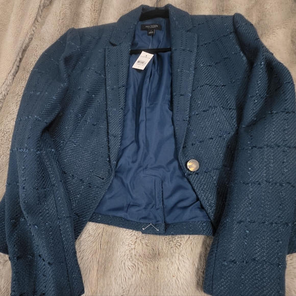 Ann Taylor Women's Newbury Blazer Tweed In Teal. NWT Size 2 - Picture 8 of 10